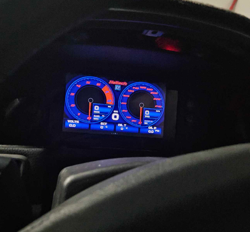 Haltech inspired ic7 blue Digital dash layout for power tune with customizable text