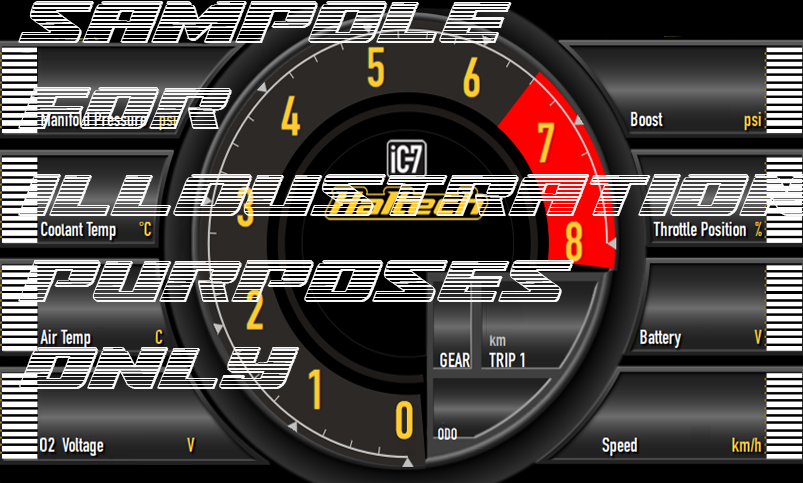 Haltech inspired ic7 digital dash Powertune customizable text 8k and 9k rpm variants